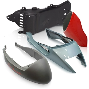 Covers for motorcycles in various colors and designs.